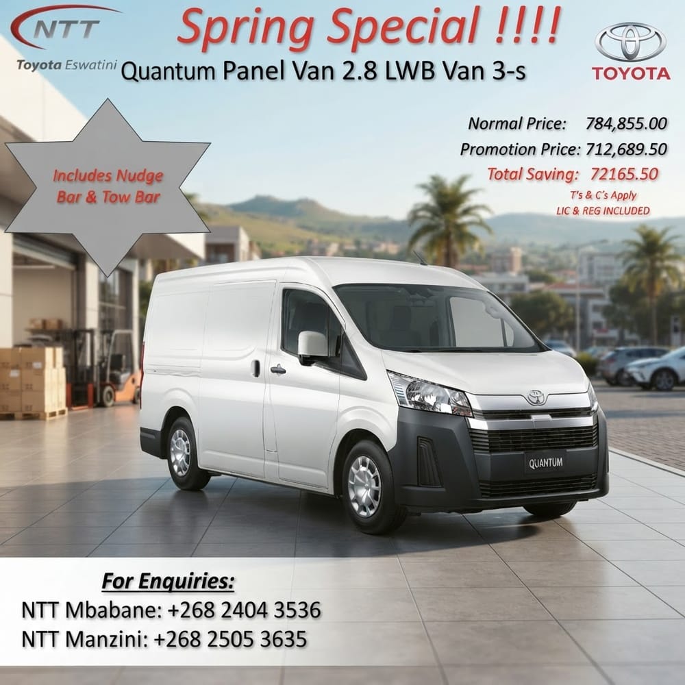 Toyota Quantum Panel Van 2.8 LWB 3-Seater Special Offer