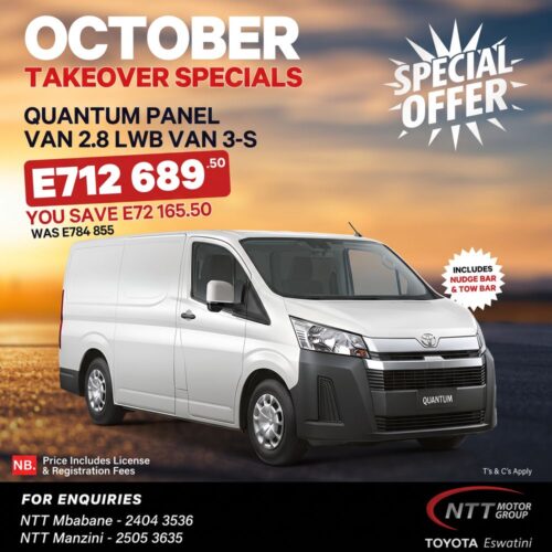 Toyota Quantum Panel Van 2.8 LWB 3-S (Eswatini) special offer from NTT Toyota Eswatini